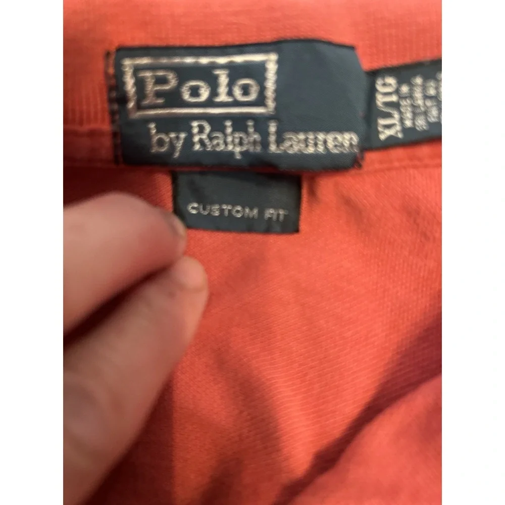 Polo Ralph Lauren Mens  Custom‎ Fit Polo Shirt Salmon Size XL Vintage
